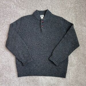 LL Bean Mens 100% Lamb's Wool Knit Henley Pullover Sweater Size Lg 285174